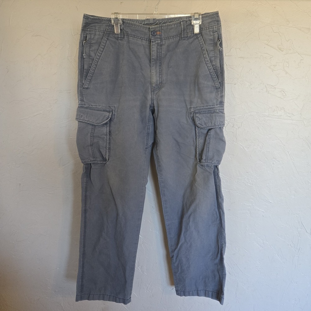 L.L. Bean Natural Fit Cargo Pants Mens 36/34 Gray Blue Gorpcore Crunchy